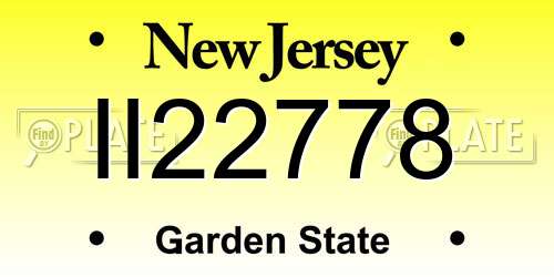 II22778 New Jersey License Plate