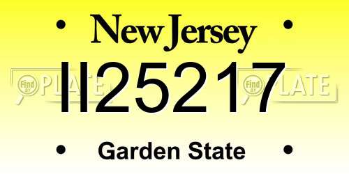 II25217 New Jersey License Plate