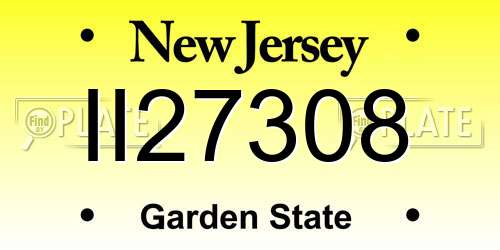 II27308 New Jersey License Plate