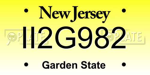 II2G982 New Jersey License Plate