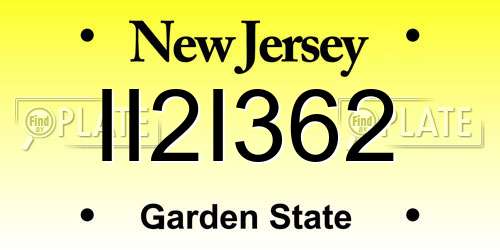 II2I362 New Jersey License Plate