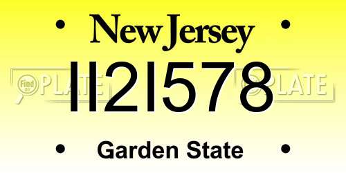 II2I578 New Jersey License Plate
