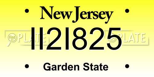 II2I825 New Jersey License Plate