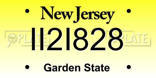 II2I828 New Jersey License Plate