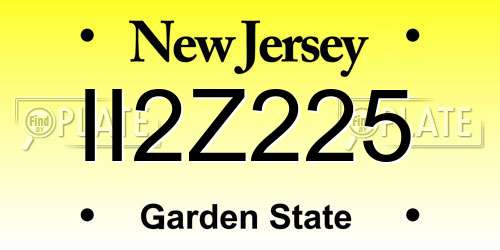 II2Z225 New Jersey License Plate