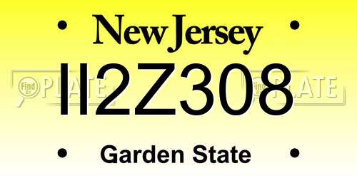 II2Z308 New Jersey License Plate