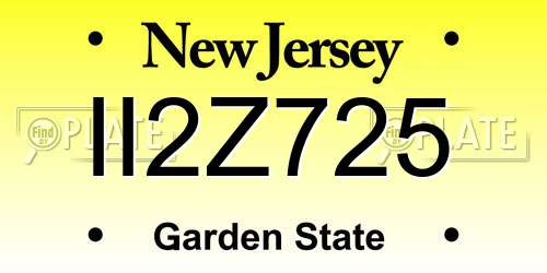 II2Z725 New Jersey License Plate