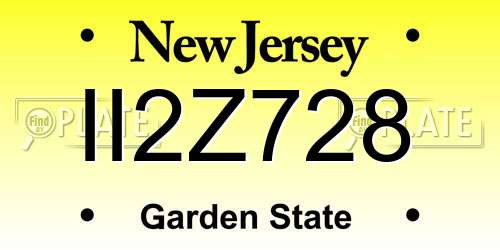 II2Z728 New Jersey License Plate