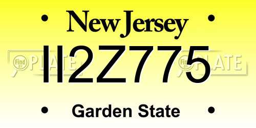 II2Z775 New Jersey License Plate