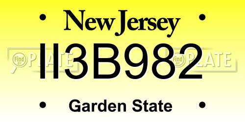 II3B982 New Jersey License Plate