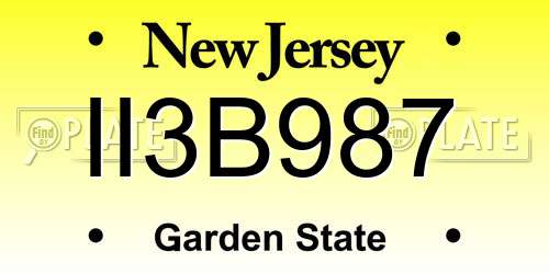 II3B987 New Jersey License Plate