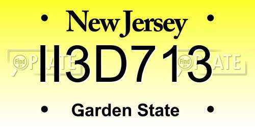 II3D713 New Jersey License Plate