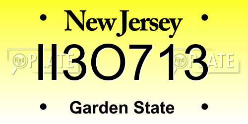 II3O713 New Jersey License Plate