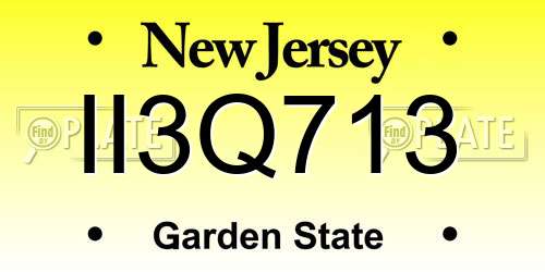 II3Q713 New Jersey License Plate