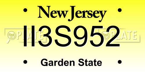 II3S952 New Jersey License Plate