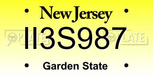 II3S987 New Jersey License Plate
