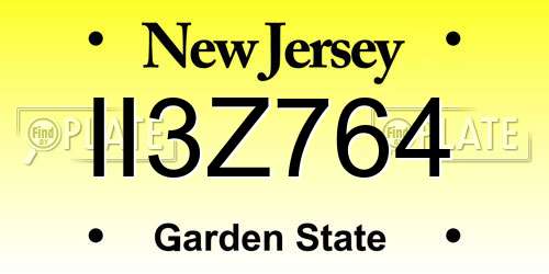 II3Z764 New Jersey License Plate