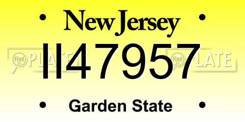 II47957 New Jersey License Plate