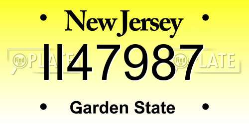 II47987 New Jersey License Plate