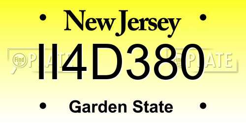 II4D380 New Jersey License Plate