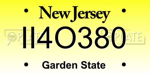 II4O380 New Jersey License Plate