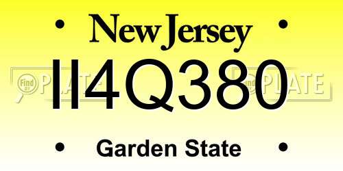 II4Q380 New Jersey License Plate