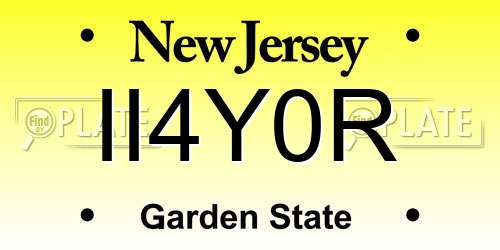 II4Y0R New Jersey License Plate