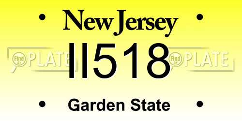 II518 New Jersey License Plate