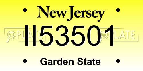 II53501 New Jersey License Plate