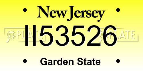 II53526 New Jersey License Plate