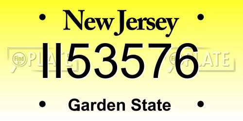 II53576 New Jersey License Plate