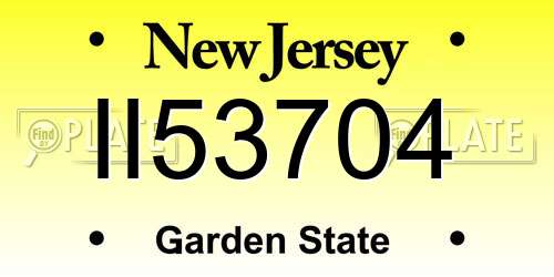 II53704 New Jersey License Plate