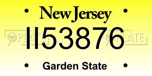 II53876 New Jersey License Plate