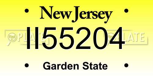 II55204 New Jersey License Plate