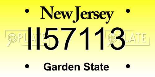 II57113 New Jersey License Plate