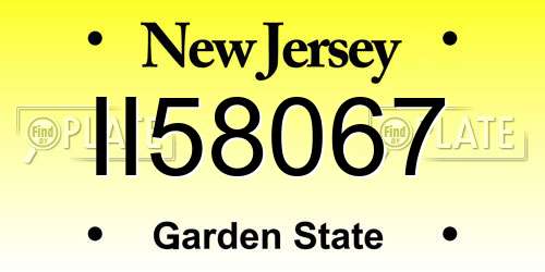 II58067 New Jersey License Plate