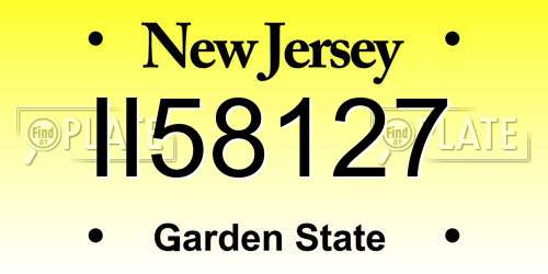 II58127 New Jersey License Plate