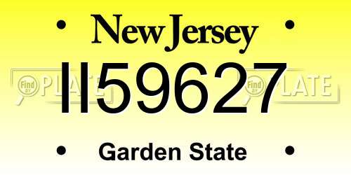 II59627 New Jersey License Plate