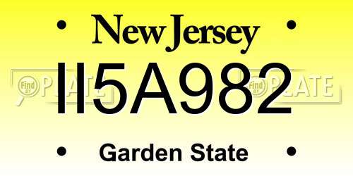 II5A982 New Jersey License Plate