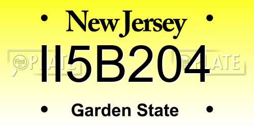 II5B204 New Jersey License Plate
