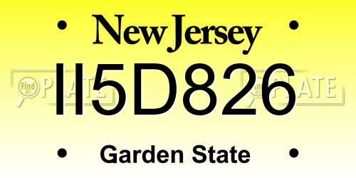 II5D826 New Jersey License Plate