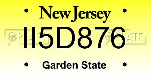 II5D876 New Jersey License Plate