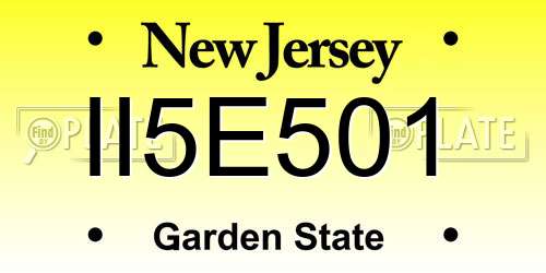 II5E501 New Jersey License Plate