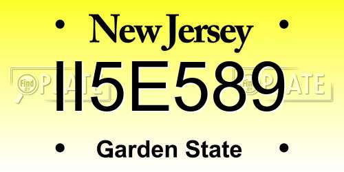 II5E589 New Jersey License Plate