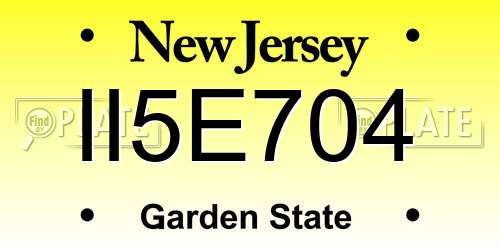 II5E704 New Jersey License Plate