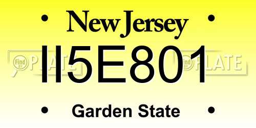 II5E801 New Jersey License Plate