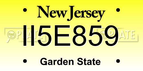 II5E859 New Jersey License Plate