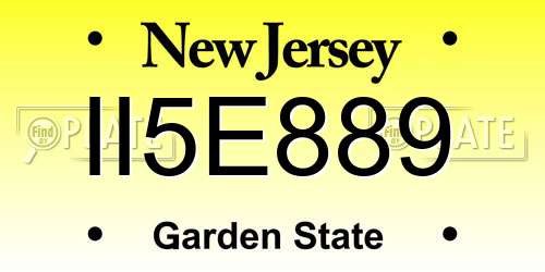 II5E889 New Jersey License Plate