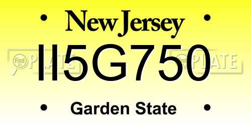 II5G750 New Jersey License Plate