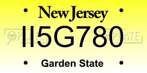 II5G780 New Jersey License Plate